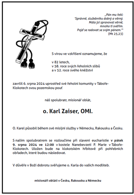 o. Karl Zaiser, OMI.